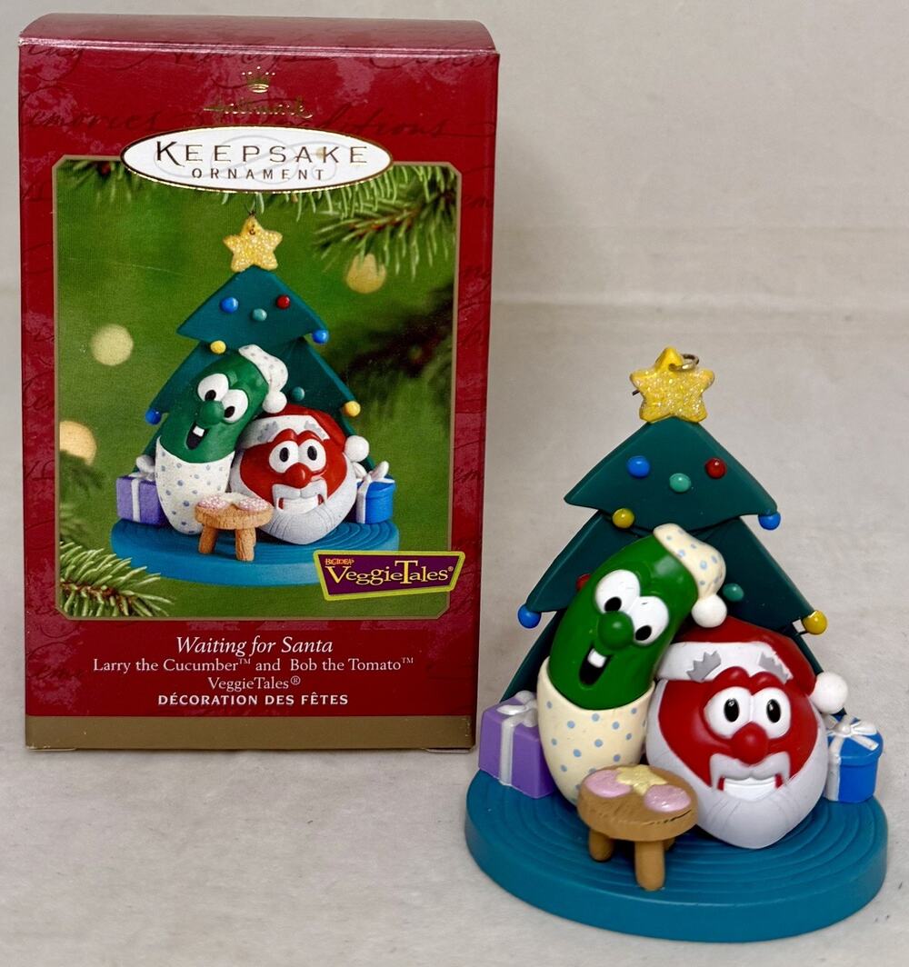 Hallmark Veggie Tales Ornament Waiting for Santa Larry and Bob 2001 In Box